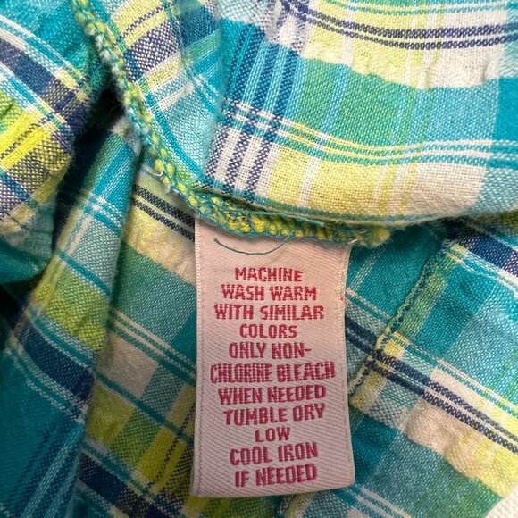 Go Softly Patio Women's Sleepwear Dress Green Plaid Short Sleeve Snap Size M - Picture 5 of 11